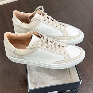 Suitsupply White and Beige Low-Top Leather Sneakers